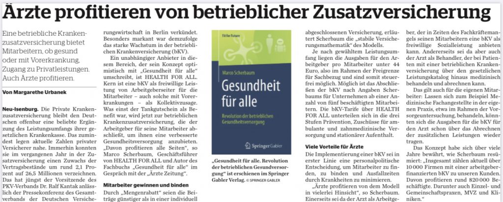 ÄrzteZeitung bKV betriebliche Krankenversicherung HEALTH FOR ALL